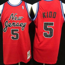 NBA Nets 5 Kidd 06-07 Vintage Red Mitchell&Ness Throwback Men Jersey