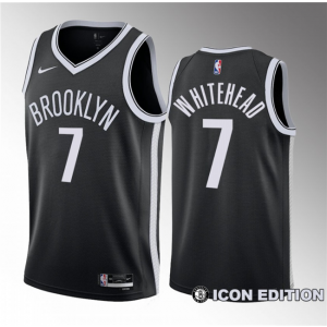 NBA Nets 7 Dariq Whitehead Black 2023 Draft Icon Edition Nike Men Jersey