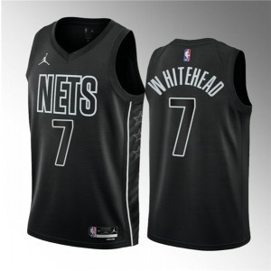 NBA Nets 7 Dariq Whitehead Black 2023 Draft Statement Edition Jordan Men Jersey