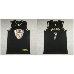 NBA Nets 7 Kevin Durant Black Gold Diamond Men Jersey