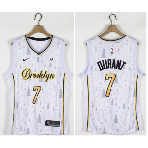 NBA Nets 7 Kevin Durant White Christmas Edition Nike Men Jersey