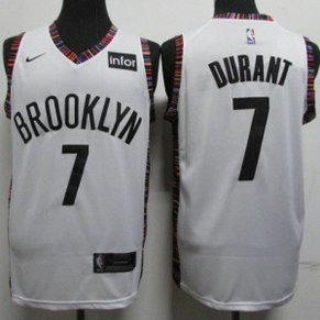 NBA Nets 7 Kevin Durant White City Edition Nike Men Jersey