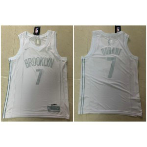 NBA Nets 7 Kevin Durant White Nike Swingman MVP Men Jersey