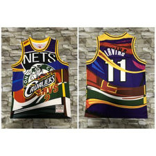 NBA Nets and Multi Team 11 Kyrie Irving Big Face Color Hardwood Classics Men Jersey