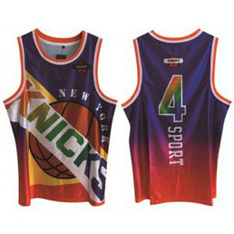 NBA New Yok Knicks 4 Derrick Rose Purple Print Basketball Men Jersey