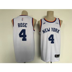 NBA New York Knicks 4 Rose White Men Jersey