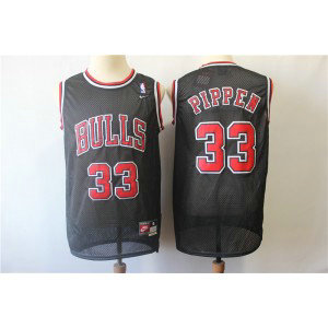 NBA Nike Bulls 33 Scottie Pippen Black Throwback Men Jersey