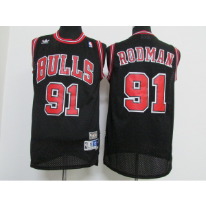 NBA Nike Bulls 91 Dennis Rodman Black Throwback Men Jersey