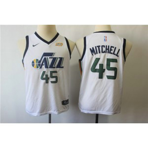 NBA Nike Jazz 45 Donovan Mitchell White Youth Jersey