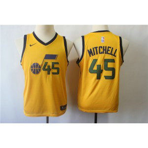 NBA Nike Jazz 45 Donovan Mitchell Yellow Youth Jersey