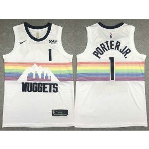 NBA Nuggets 1 Michael Porter Jr. White Men Jersey