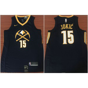 NBA Nuggets 15 Nikola Jokic Black City Edition Nike Men Jersey