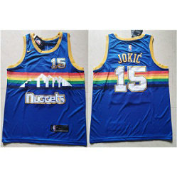 NBA Nuggets 15 Nikola Jokic Blue Nike Men Jersey