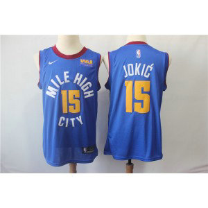 NBA Nuggets 15 Nikola Jokic Blue Nike Men Jerseys