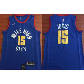 NBA Nuggets 15 Nikola Jokic Royal Nike Men Jersey