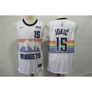 NBA Nuggets 15 Nikola Jokic White 2018-19 City Edition Swingman Nike Men Jersey