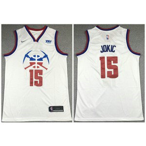 NBA Nuggets 15 Nikola Jokic White Nike New Men Jersey