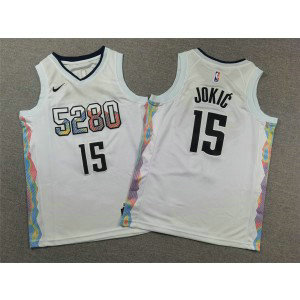 NBA Nuggets 15 Nikola Jokic White Nike Youth Jersey