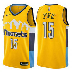 NBA Nuggets 15 Nikola Jokic Yellow Nike Swingman Men Jersey