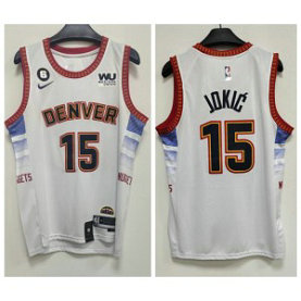 NBA Nuggets 15 Nikola JokicWhite Nike Men Jersey