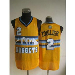 NBA Nuggets 2 Alex English Yellow Men Jersey