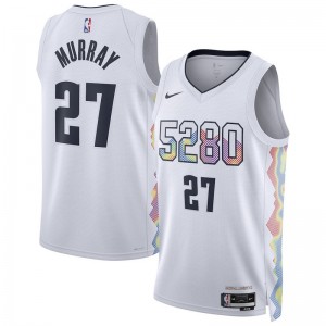 NBA Nuggets 27 Jamal Murray White 2024 City Nike Men Jersey