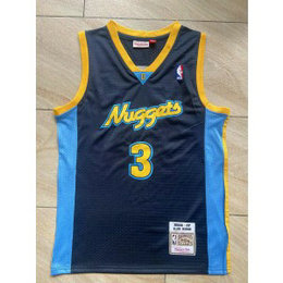 NBA Nuggets 3 Allen Iverson Black Throwback Men Jersey
