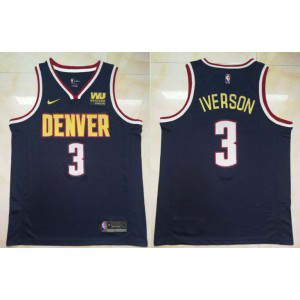 NBA Nuggets 3 Allen Iverson Navy Nike Men Jersey