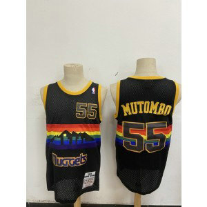 NBA Nuggets 55 Dikembe Mutombo Black Men Jersey