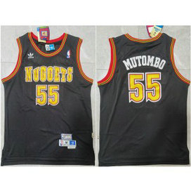 NBA Nuggets 55 Dikembe Mutombo Black Throwback Men Jersey
