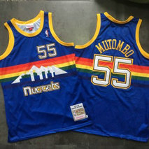 NBA Nuggets 55 Dikembe Mutombo Blue 1991-92 Hardwood Classics Men Jersey