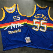 NBA Nuggets 55 Dikembe Mutombo Blue 1991-92 Hardwood Classics Men Jersey