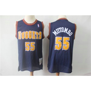 NBA Nuggets 55 Dikembe Mutombo Navy Throwback Men Jersey