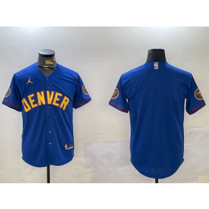 NBA Nuggets Blank Blue Vapor Baseball Limited Men Jersey