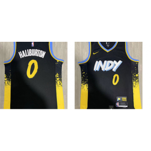 NBA Pacers 0 Haliburton Black 2023-24 City Nike Men Jersey