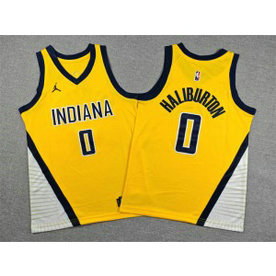 NBA Pacers 0 Haliburton Yewllo City Jordan Youth Jersey