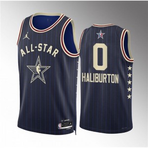 NBA Pacers 0 Tyrese Haliburton Navy 2024 All Star Jordan Men Jersey