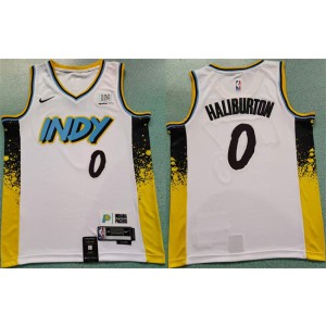 NBA Pacers 0 Tyrese Haliburton White 2024-25 City Nike Men Jersey