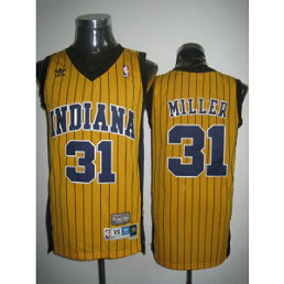NBA Pacers 31 Reggie Miller Yellow Throwback Men Jersey