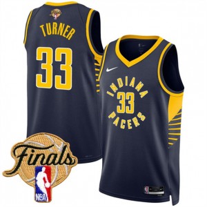 NBA Pacers 33 Myles Turner Navy 2025 Finals Icon Edition Nike Men Jersey