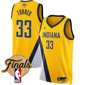 NBA Pacers 33 Myles Turner Yellow 2025 Finals Statement Edition Nike Men Jersey