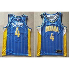 NBA Pacers 4 Victor Oladipo Blue Yellow Nike Men Jersey