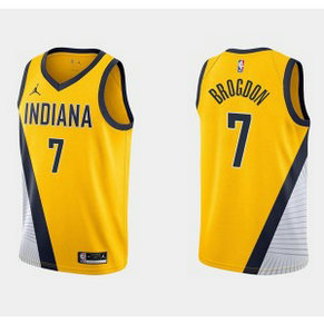 NBA Pacers 7 Malcolm Brogdon Yellow Jordan Men Jersey