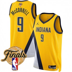 NBA Pacers 9 T.J. McConnell Yellow 2025 Finals Statement Edition Nike Men Jersey