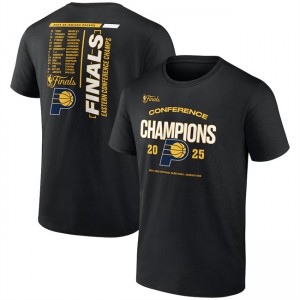 NBA Pacers Black 2025 Finals Eastern Conference Champions Roster Buzzer Beater T-Shirt