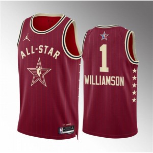 NBA Pelicans 1 Zion Williamson Crimson 2024 All Star Jordan Men Jersey
