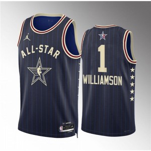 NBA Pelicans 1 Zion Williamson Navy 2024 All Star Jordan Men Jersey