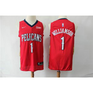 NBA Pelicans 1 Zion Williamson Red Nike Men Jersey With Logo