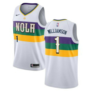NBA Pelicans 1 Zion Williamson White City Edition Nike Men Jersey