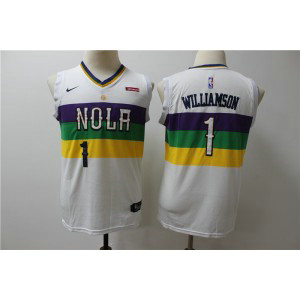 NBA Pelicans 1 Zion Williamson White City Edition Nike Swingman Youth Jersey